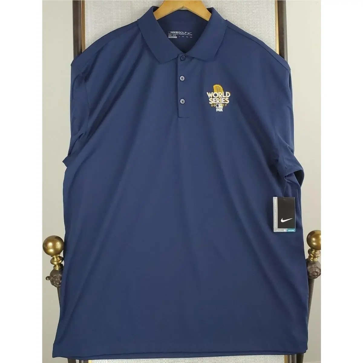 Nike clothing - short sleeve performance golf tennis casual button water breathable UV Protection breathable blue size mens stretchy Dri-Fit Tour Performance swoosh logo astros dodgers mlb baseball - Blue 7