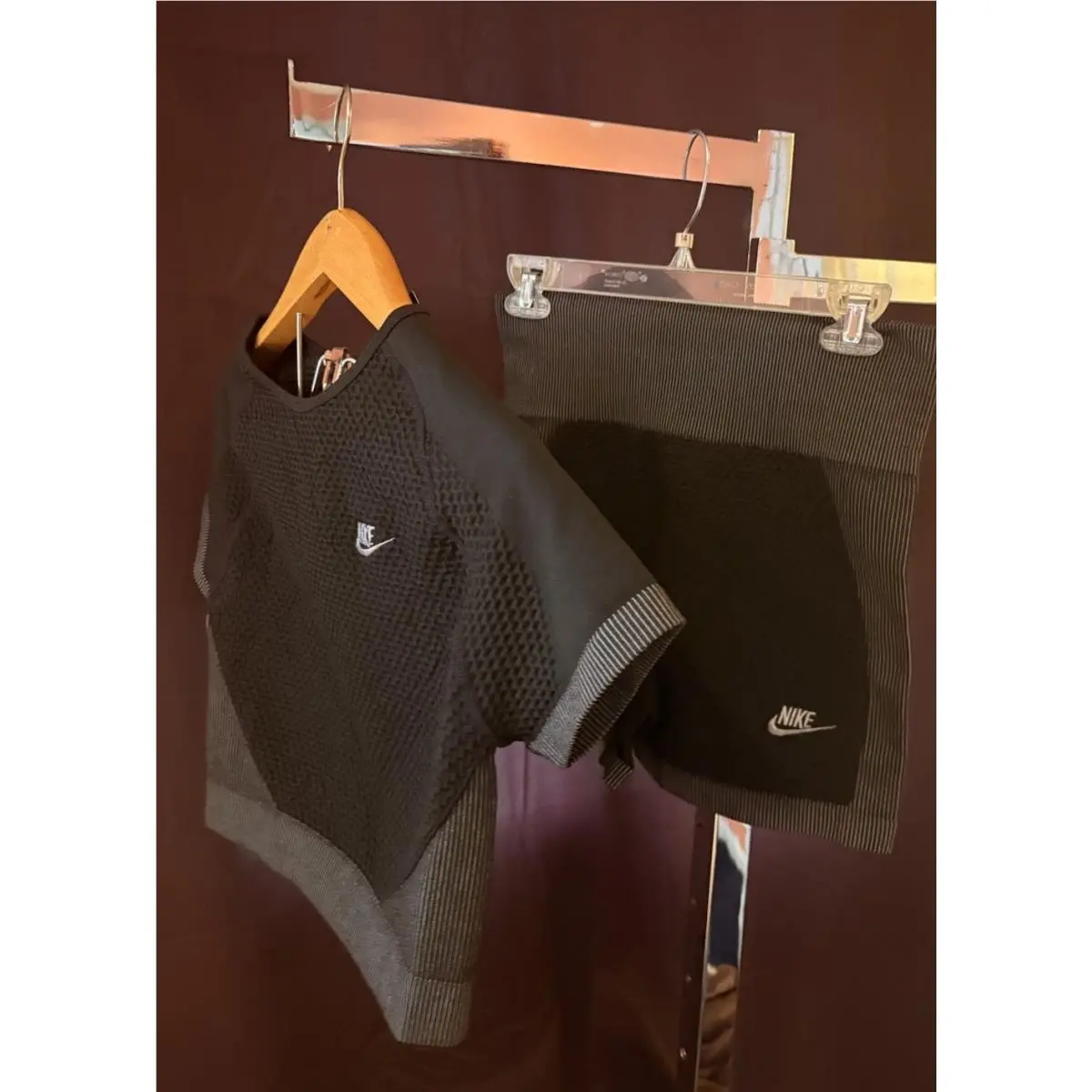 Black 2 Piece Crop Top  Short Set by Nike