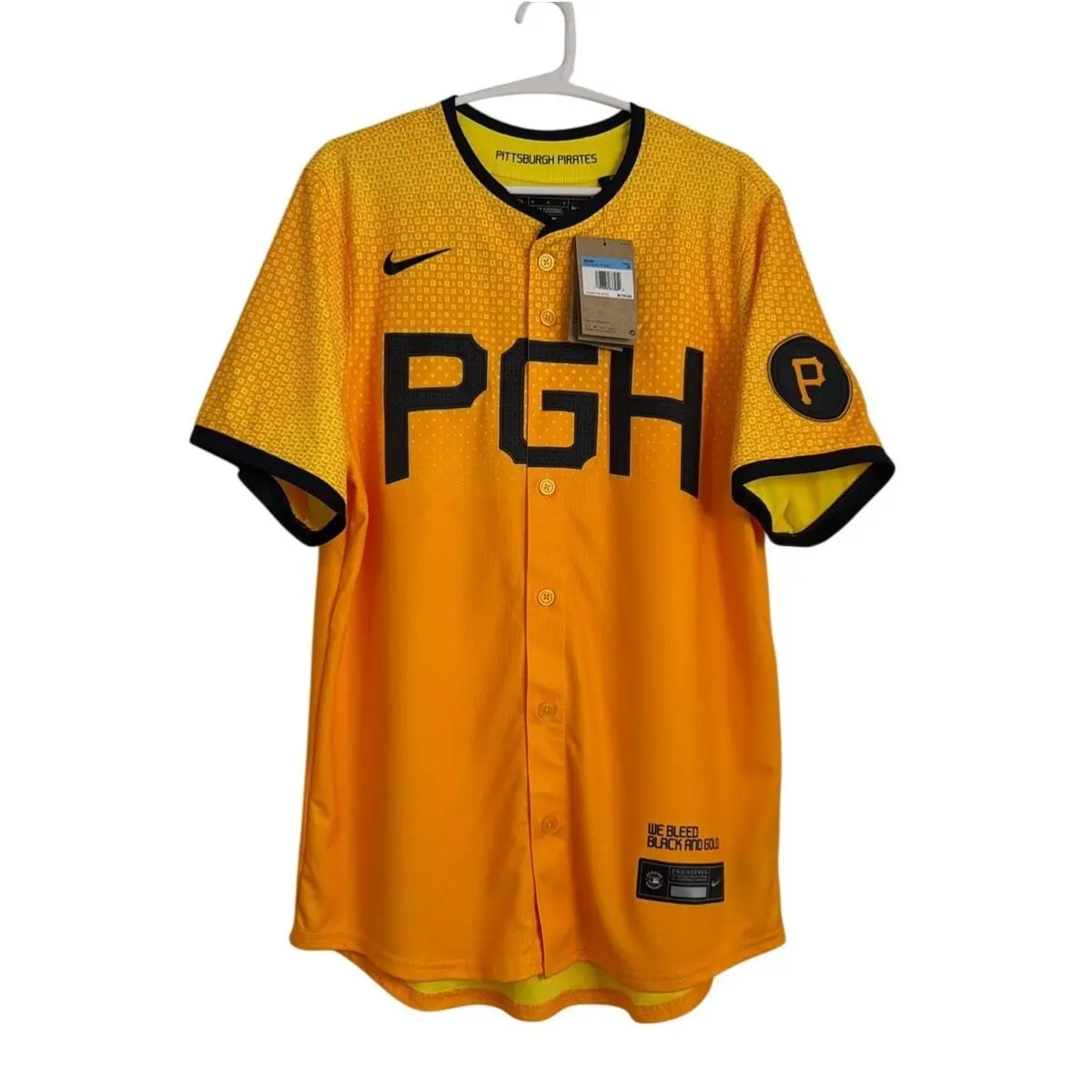 Nike Pittsburgh Pirates Bryan Reynolds Jersey Gold Men`s Medium