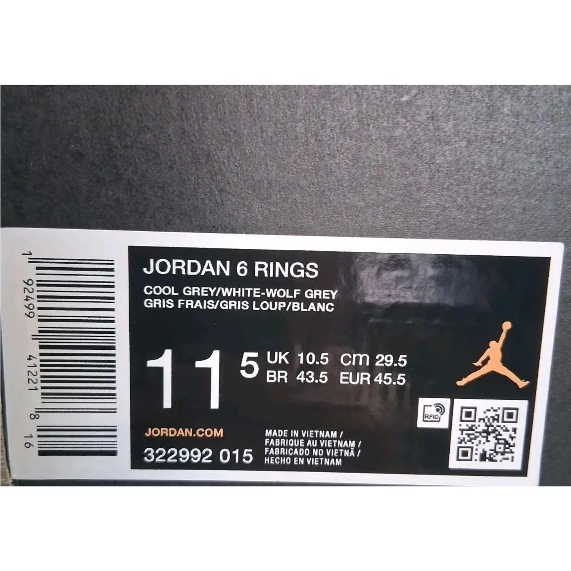 Nike shoes - Air Jordan 6 Rings - Air Rings - 322992-015 - cool grey/ white/ wolf grey 8