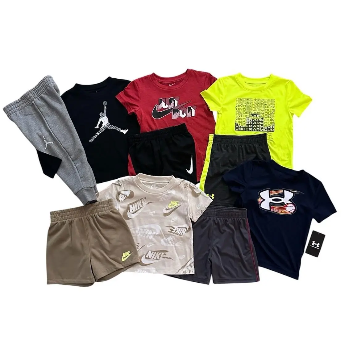 Nike Under Armour 5 Outfit Bundle Boys 24 Mo/2T Athletic Sets Shirt Shorts