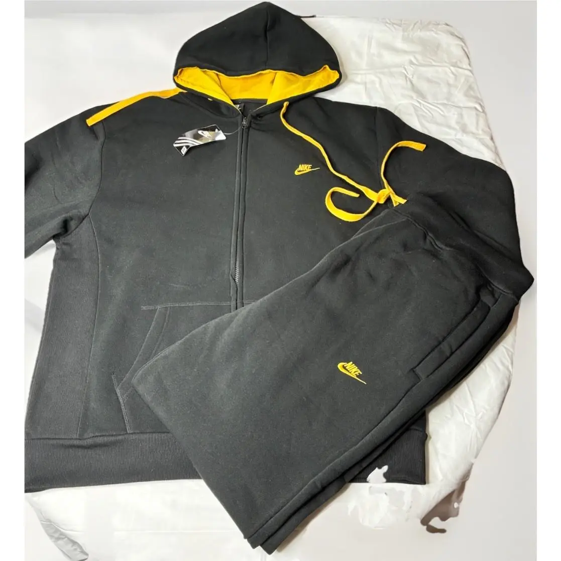 Black and Yellow Full-zip Hooded Tracksuit Set Size 3XL by Nike