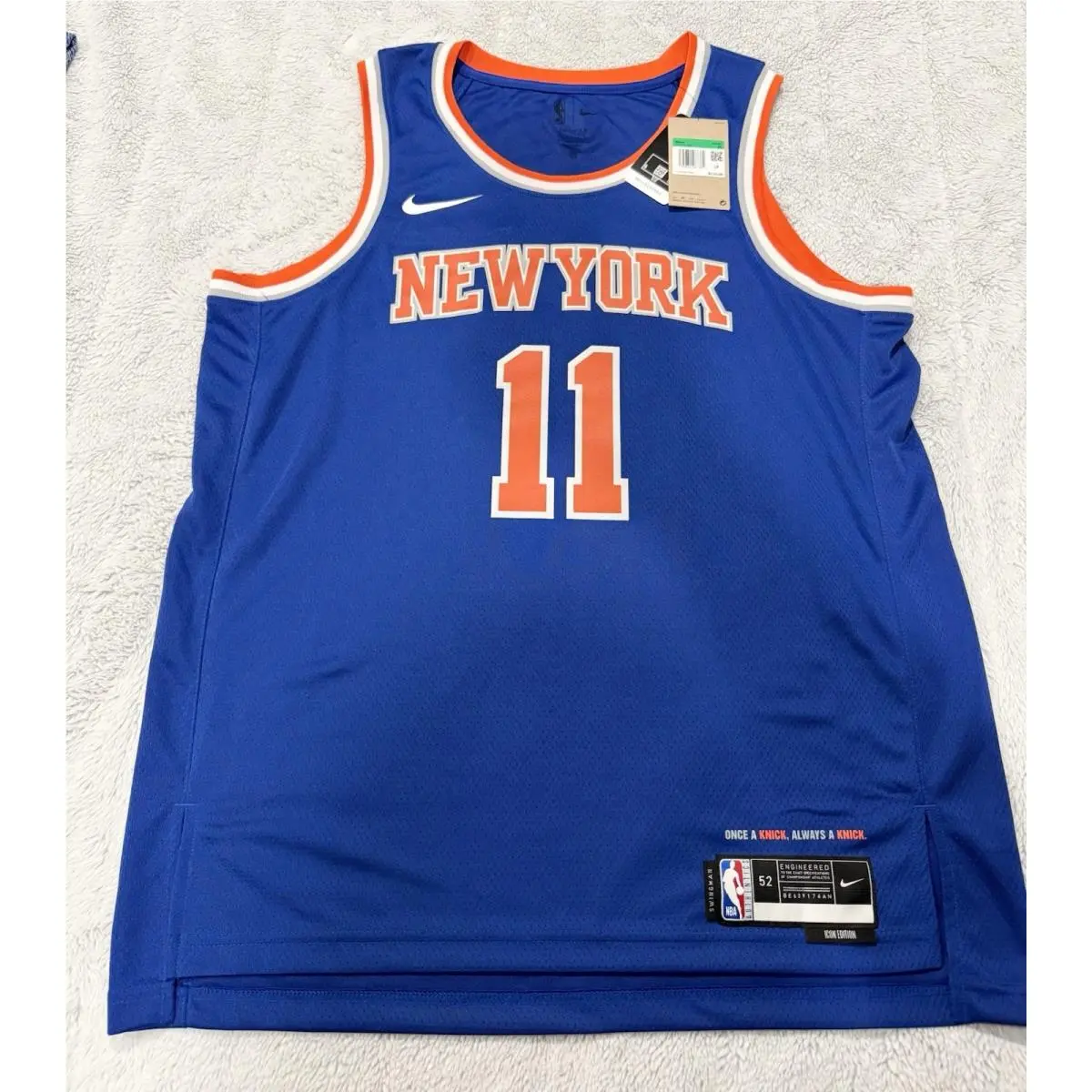 York Knicks Jalen Brunson Blue Icon Edition Swingman Jersey Msg W/ Tags by Nike