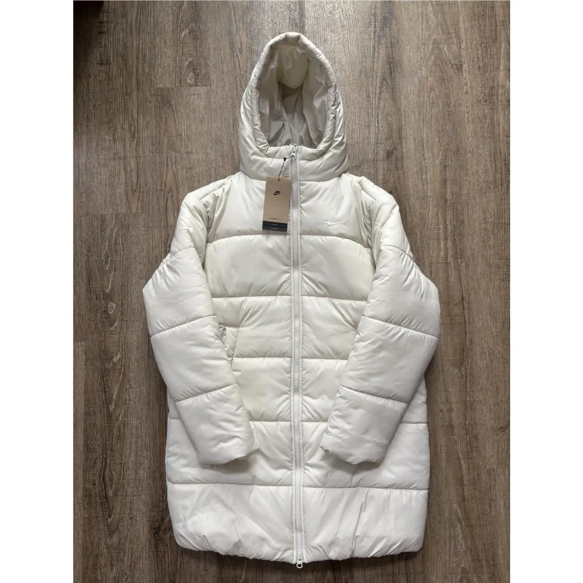 Therma Fit Long Hooded Puffer Jacket Ivory Womens XL HV4912-072 by Nike
