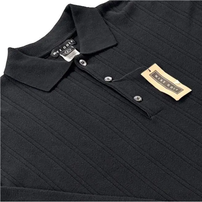 Vintage Nike Golf Sweater Polo Shirt L Black Usa Made Cotton Rib Knit