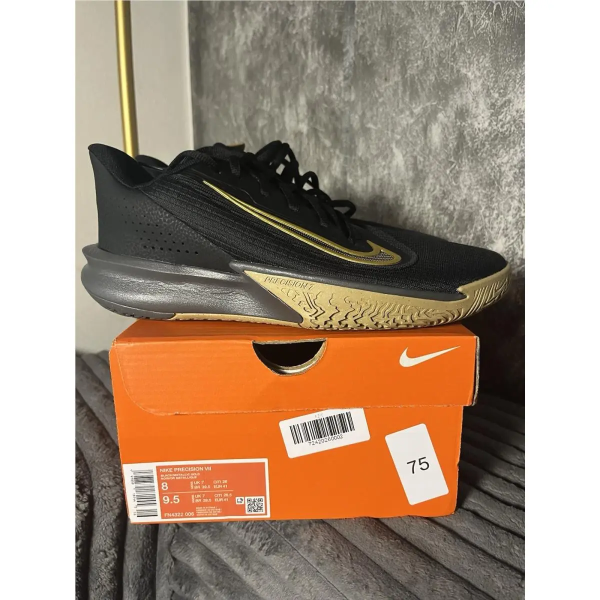 Precision Vii 7 Black Metallic Gold Basketball Shoes Men’s 8 Women’s 9.5 by Nike