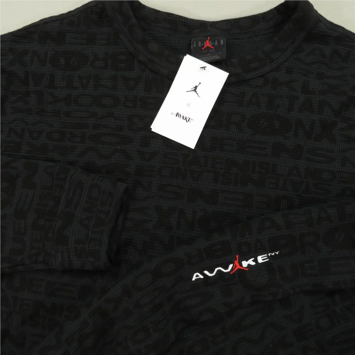 Jordan Sweatshirt Mens Large Black Awake NY Thermal Pullover Sweater Bourough by Nike