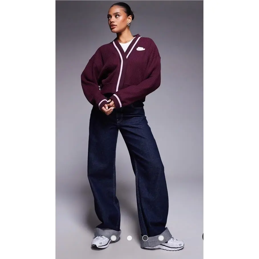Phoenix Nsw Preppy Cardigan in Burgundy Women’s Size Medium Waffle Knit by Nike
