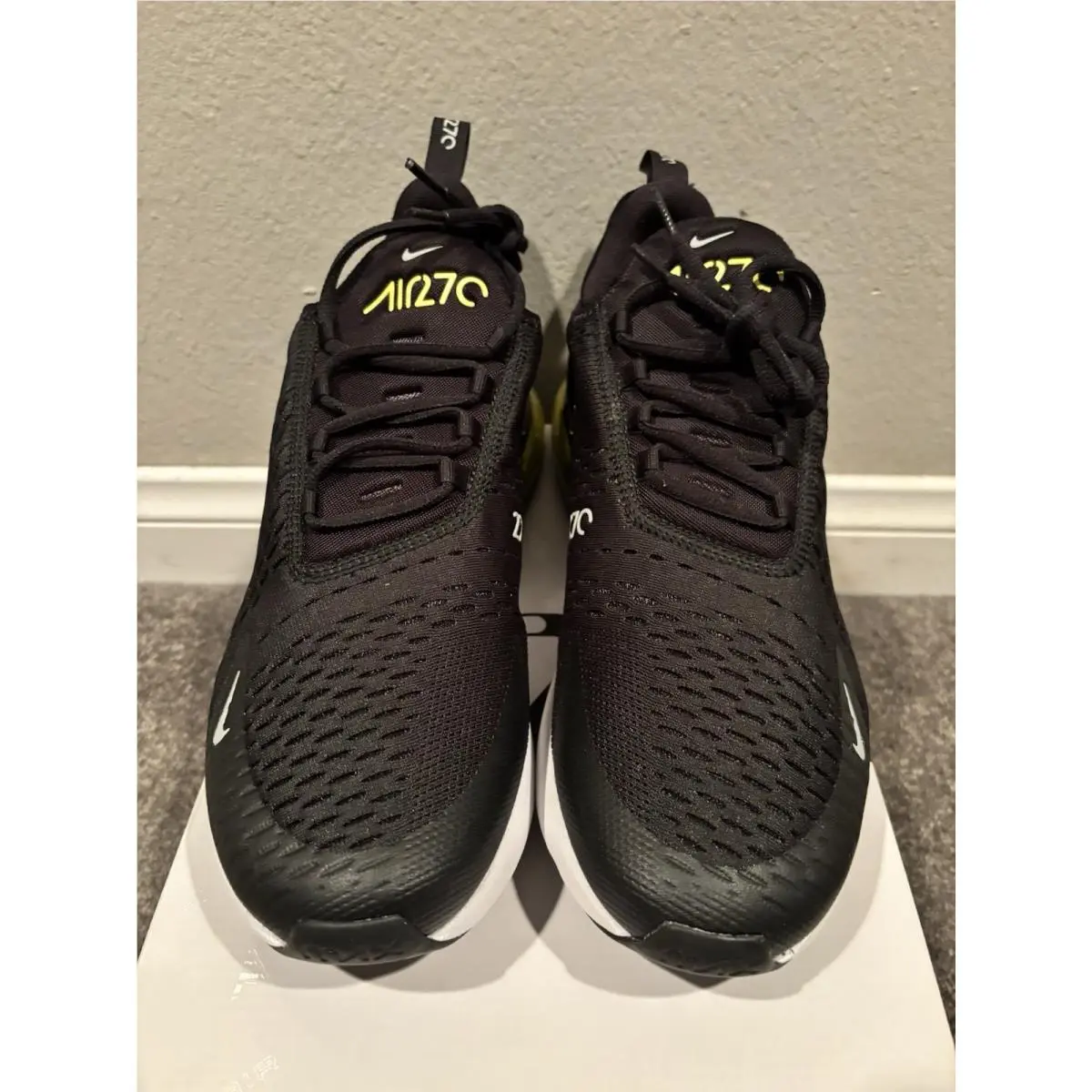 Air Max 270 Black/smoke Grey/ Opti Yellow Size 12 Men`s by Nike