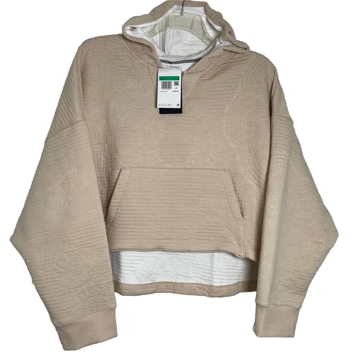 Nike Yoga Therma-fit Cropped Hoodie Women’s XL Oversized Fit Cream Textured