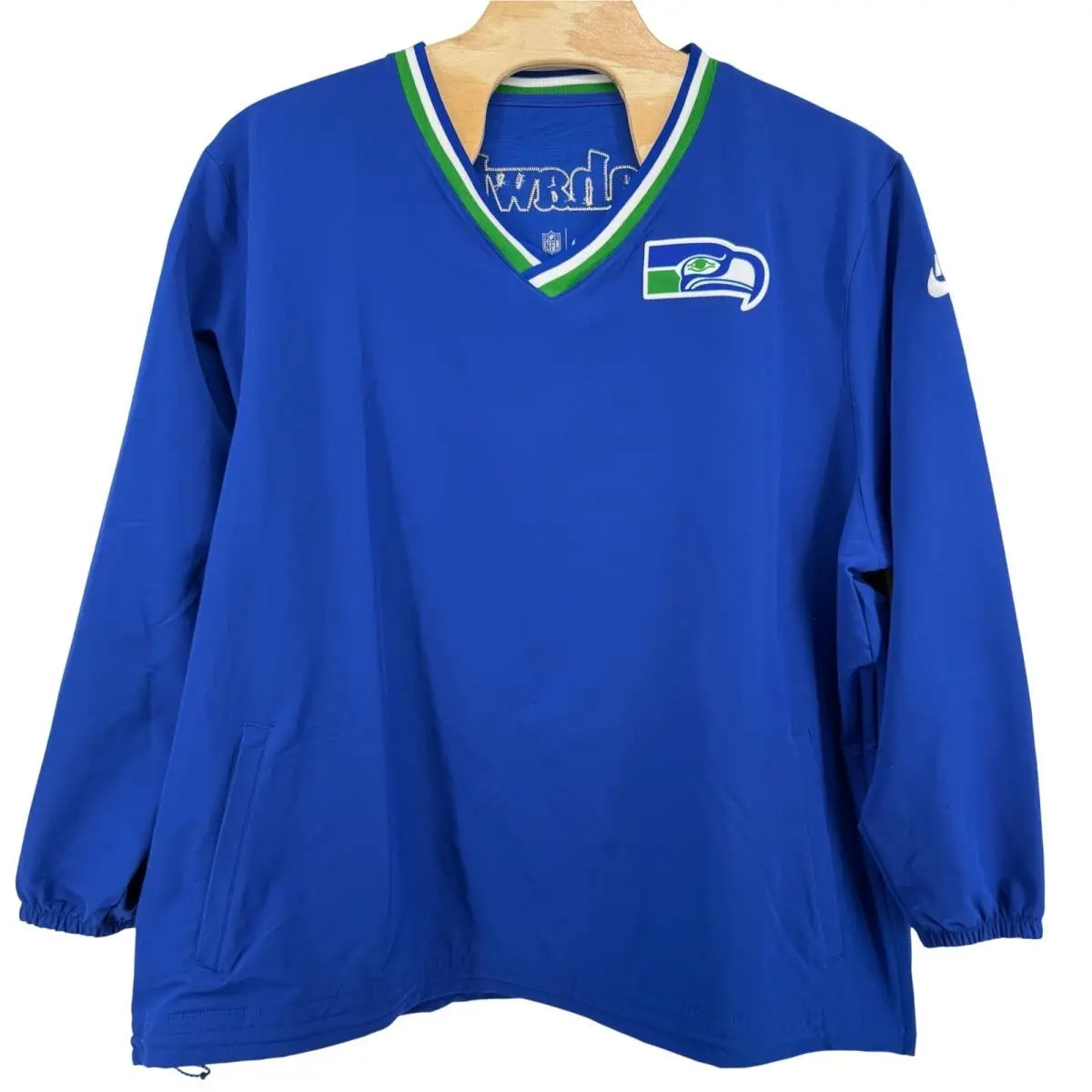 Seattle Seahawks Royal Mens 4XL Throwback V-neck Pullover Windbreaker by Nike