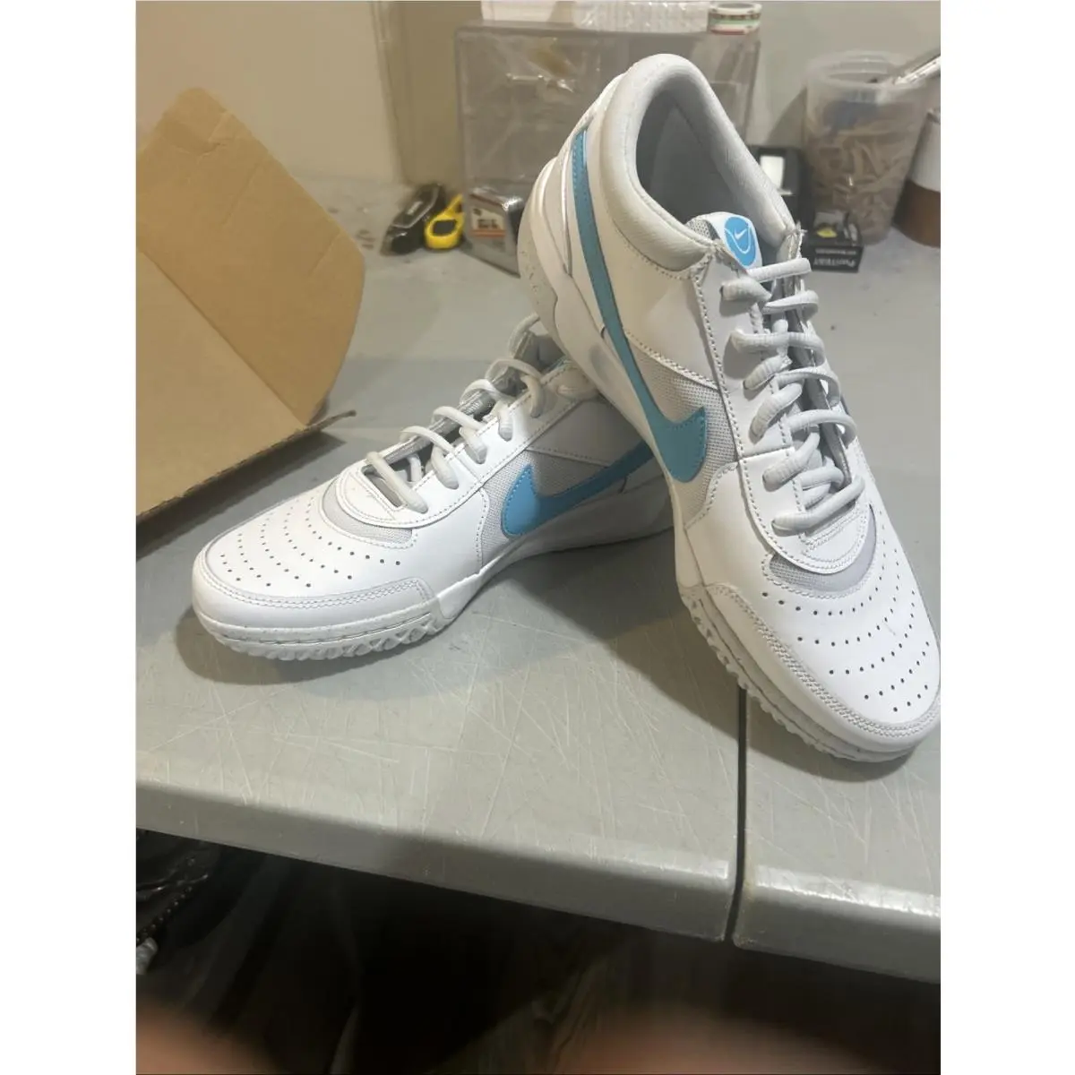 Court Zoom Lite 3 `white Baltic Blue` Men DV3258-100 Size 8 by Nike