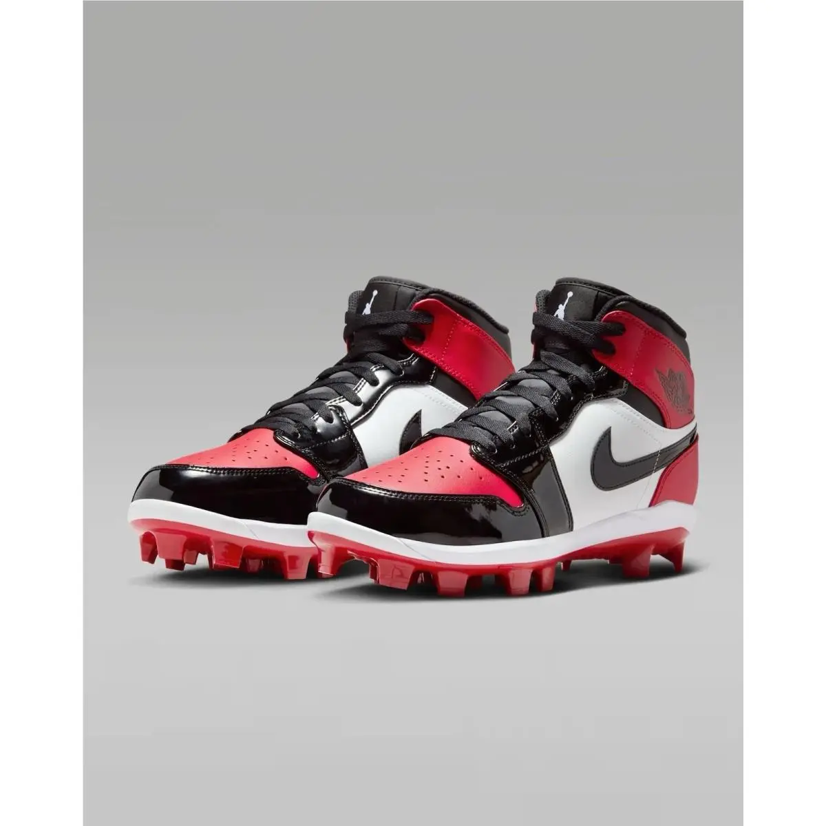 Mens Size 12  Air Jordan 1 Mid TD Football Cleats Bred Toe Patent FJ6805-601 by Nike