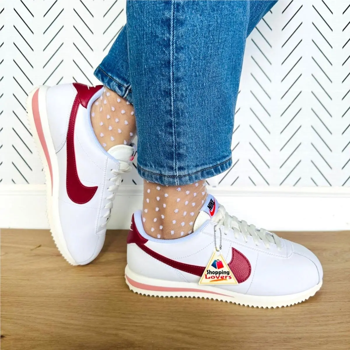Cortez Classic 8 Women Shoes White Red Retro Leather Sneakers DN1791-103 by Nike