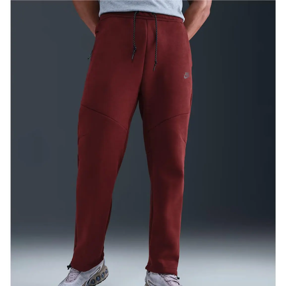 Tech Men`s Open Hem Fleece Pants - Size: M - IM0697 619 - Dark Team Red by Nike