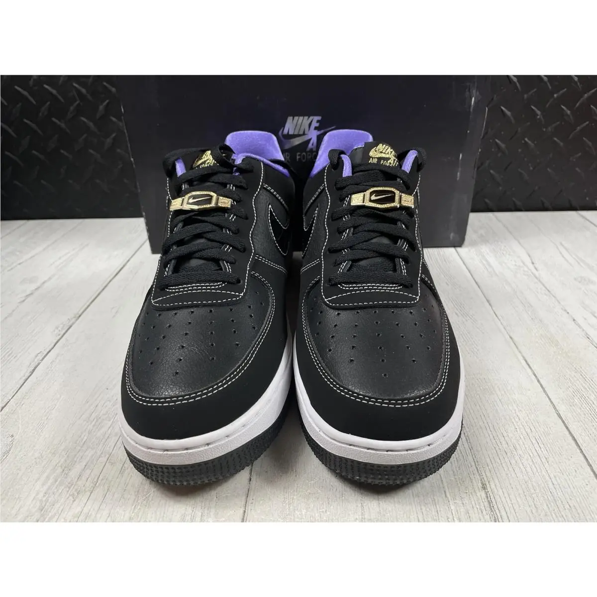 Nike shoes - Nike Air Force 1 `07 LV8 - DR9866-001 - Black, White, Purple, Gold (UPC: 0196149228600) 2