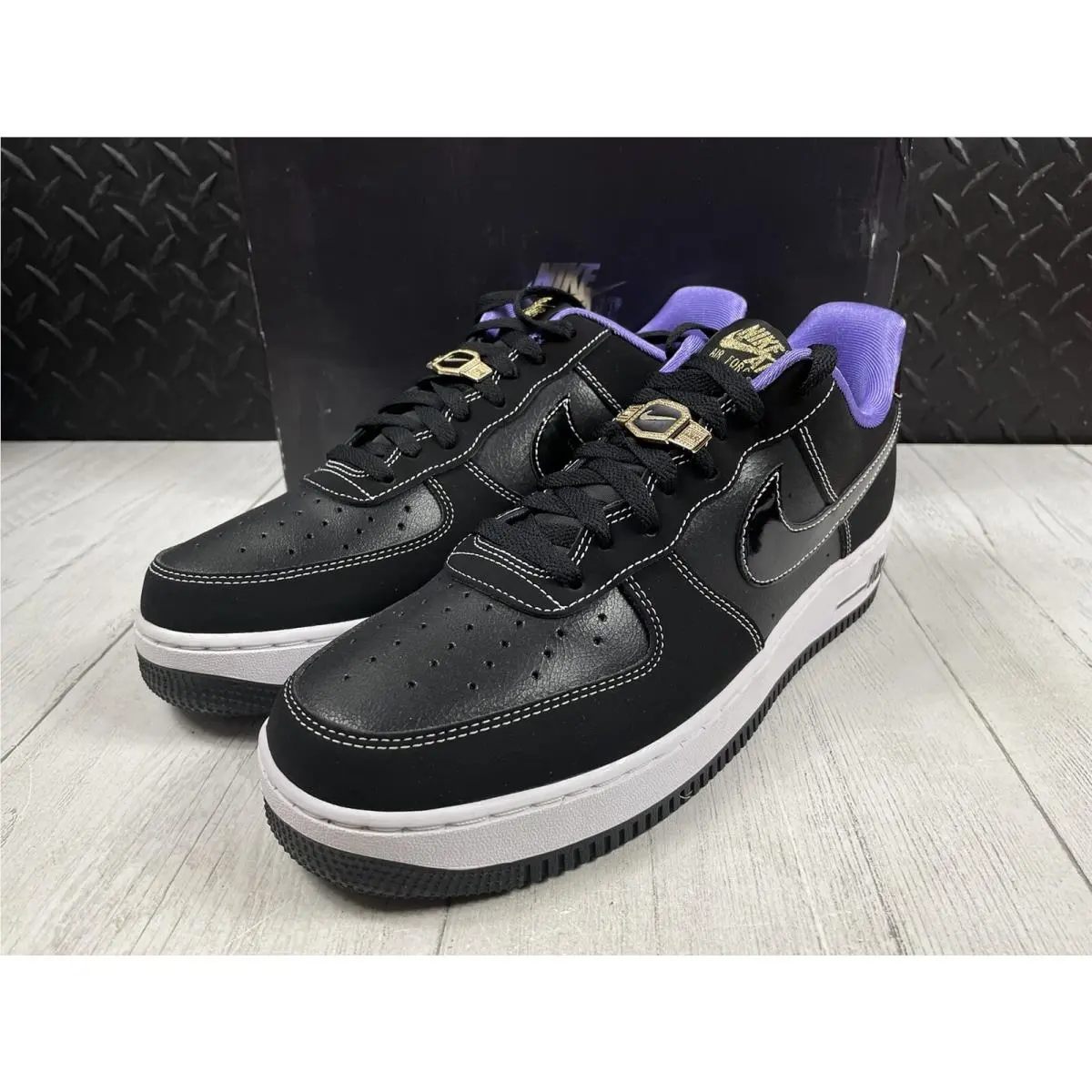 Nike shoes - Nike Air Force 1 `07 LV8 - DR9866-001 - Black, White, Purple, Gold (UPC: 0196149228600) 3