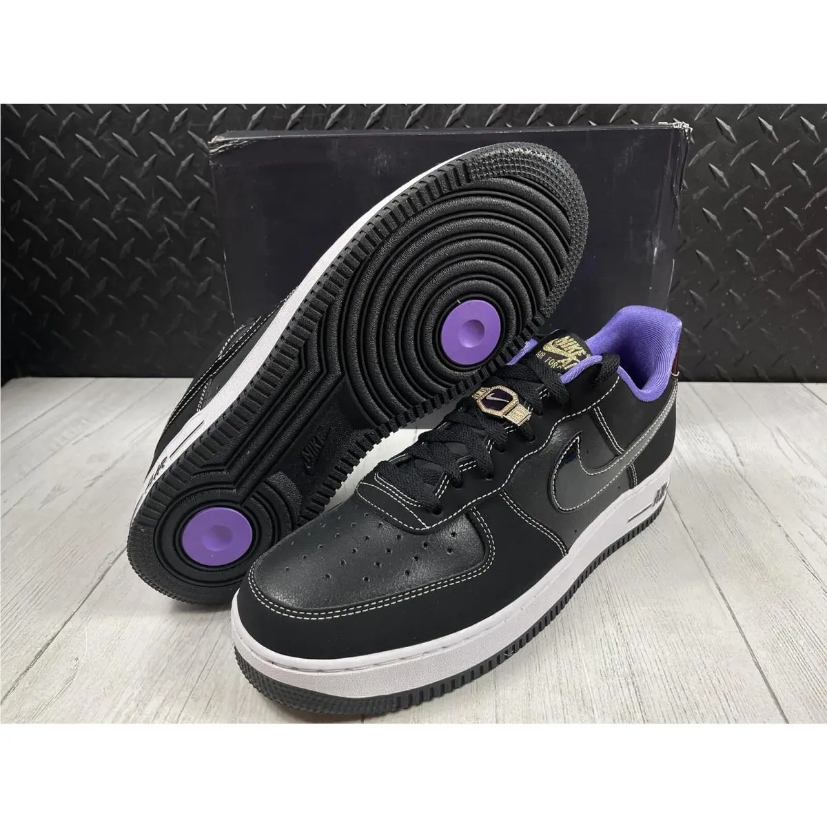 Nike shoes - Nike Air Force 1 `07 LV8 - DR9866-001 - Black, White, Purple, Gold (UPC: 0196149228600) 4