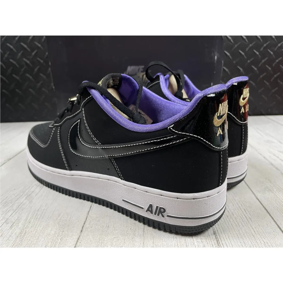 Nike shoes - Nike Air Force 1 `07 LV8 - DR9866-001 - Black, White, Purple, Gold (UPC: 0196149228600) 6