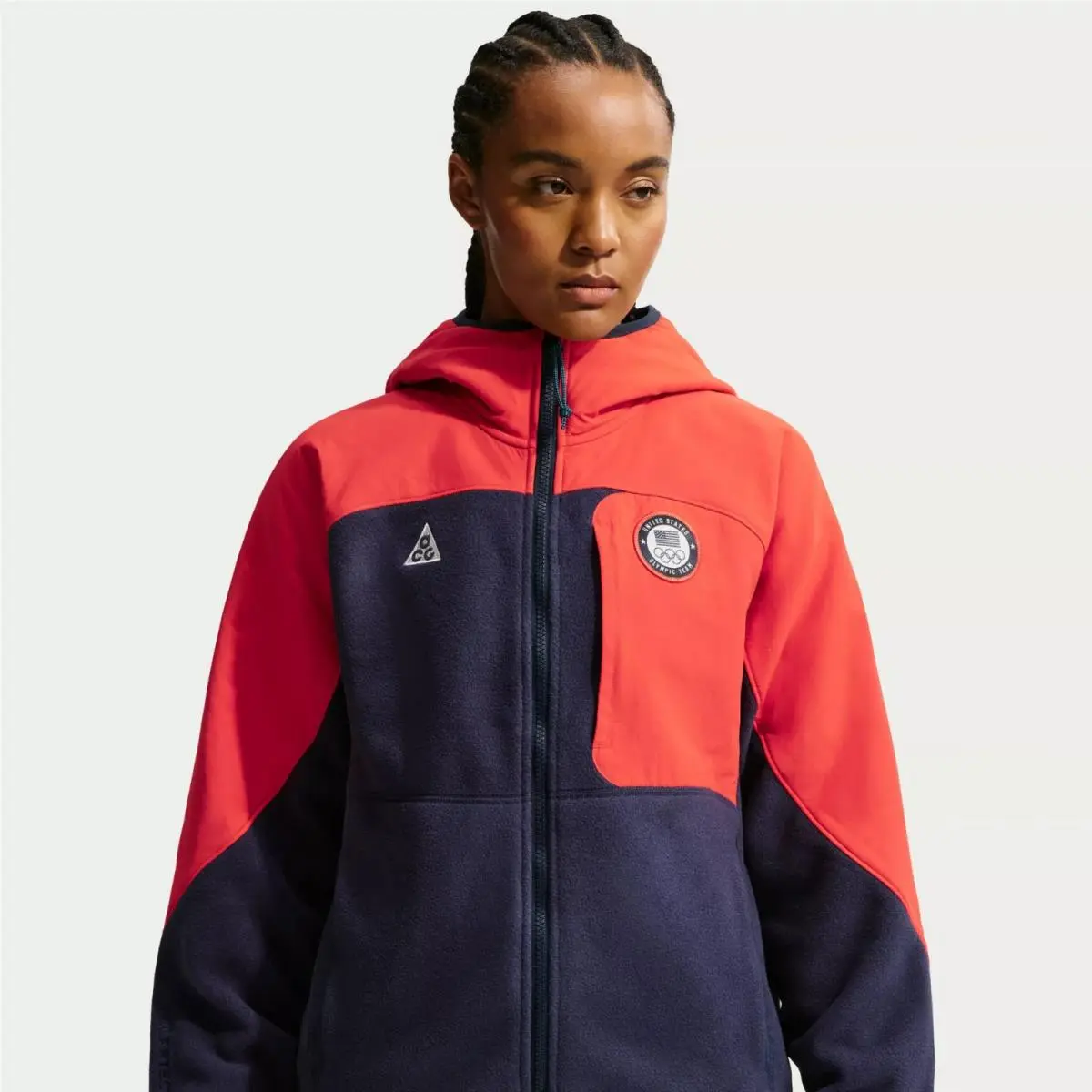 Acg x Team Usa Women`s Full-zip Jacket IB7302-451 Red Blue Sz M by Nike