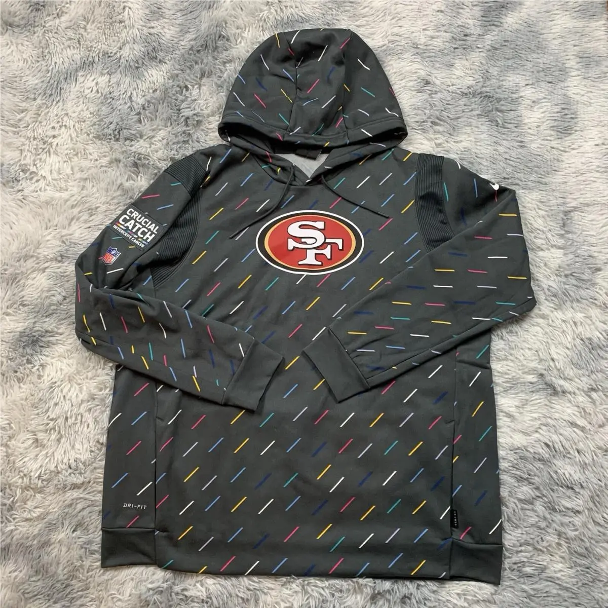 SF 49ers Nfl Crucial Catch Therma Fit Pullover Hoodie Gray Men`s Size 2XL by Nike