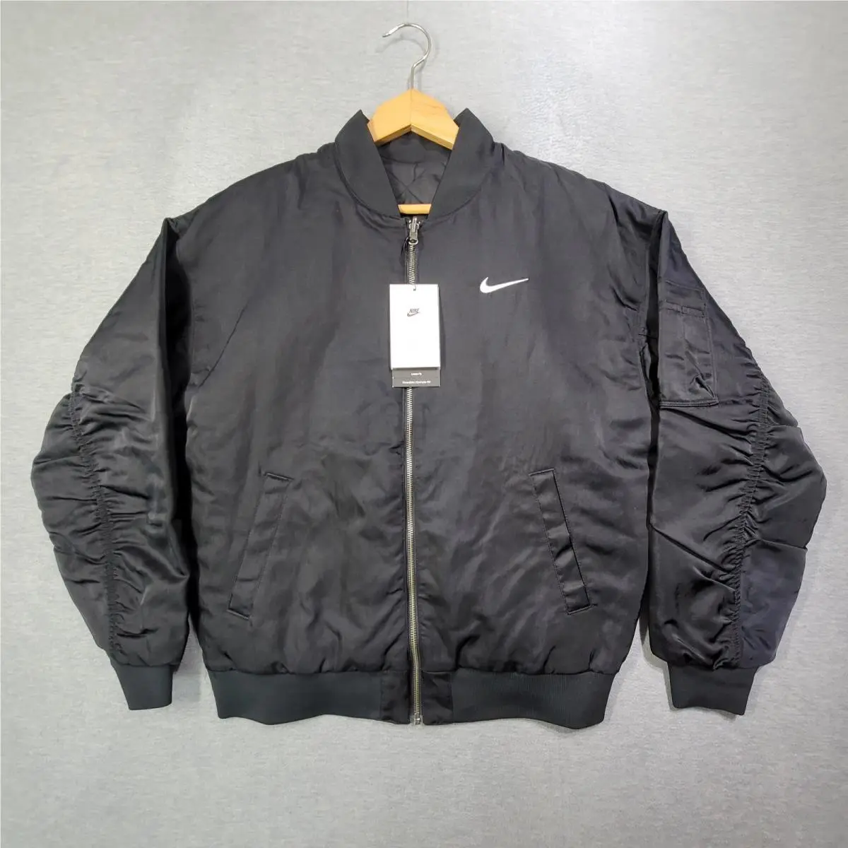 Jacket Womens Small Black Quilted Reversible Full Zip Swoosh Logo by Nike