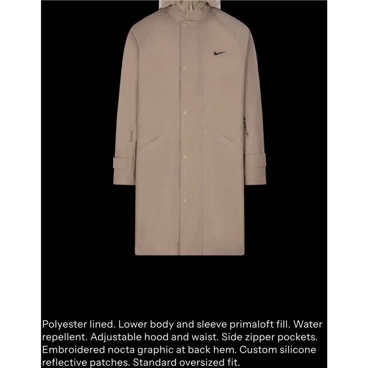 Nike clothing - Nike x NOCTA NRG Sideline Trench Coat - DV3647-248 - Khaki 0