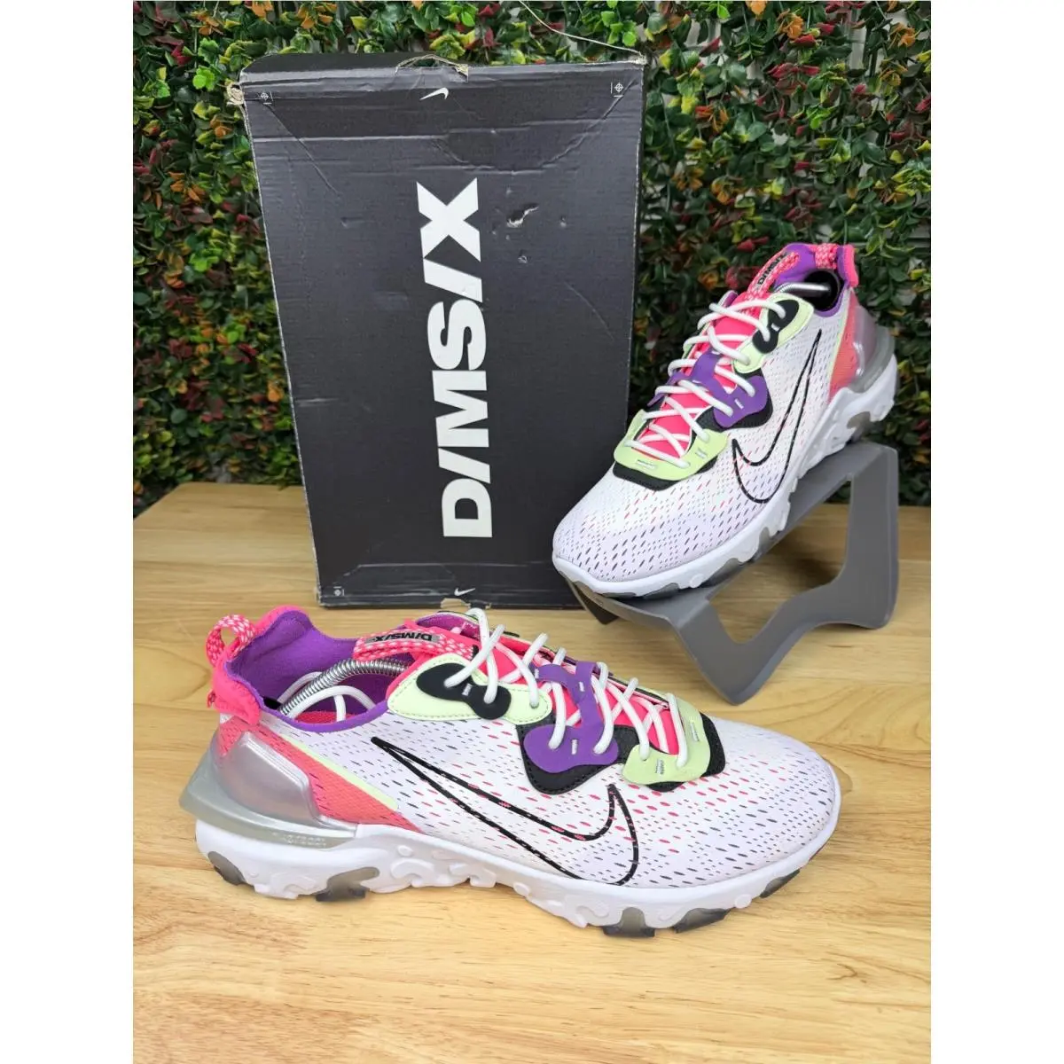 Nike React Vision Dmsx White Pink Purple Mens 13 Running Shoes CD4373-102