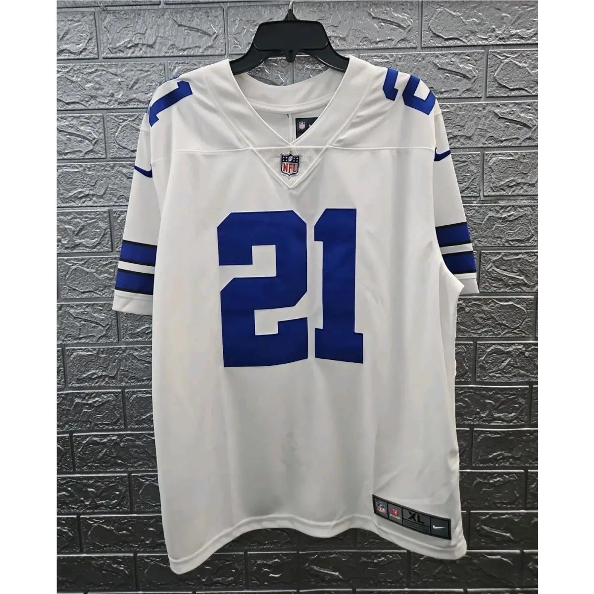 Mens Dallas Cowboys Ezekiel Elliot 21 Game Jersey White Size XL by Nike