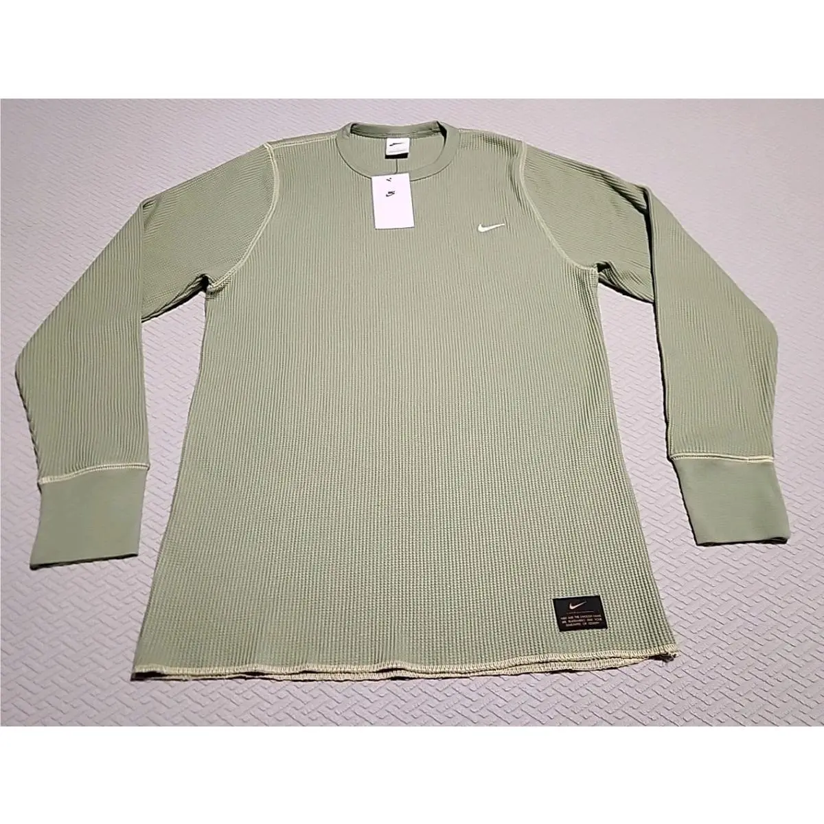 Nike Life Long-sleeve Waffle Thermal Shirt Heavyweight Green L DX0894-386