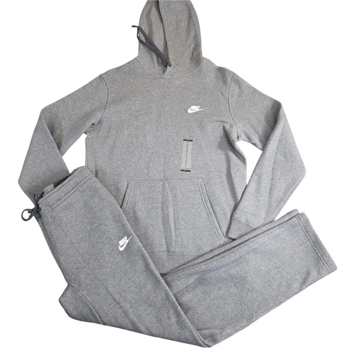 Nike Nsw Sportswear Club Fleece Hoodie Sweatpants Set Medium Gray Pullover