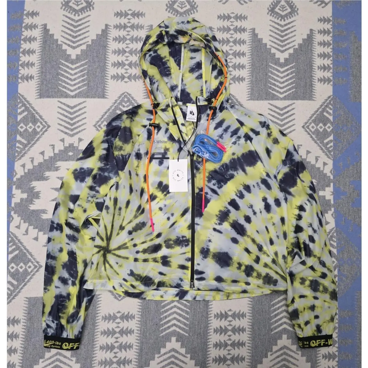 Nwt-  X Off-white Virgil Abloh 2019 Tye Dye Windbreaker Crop Jacket Sz S by Nike