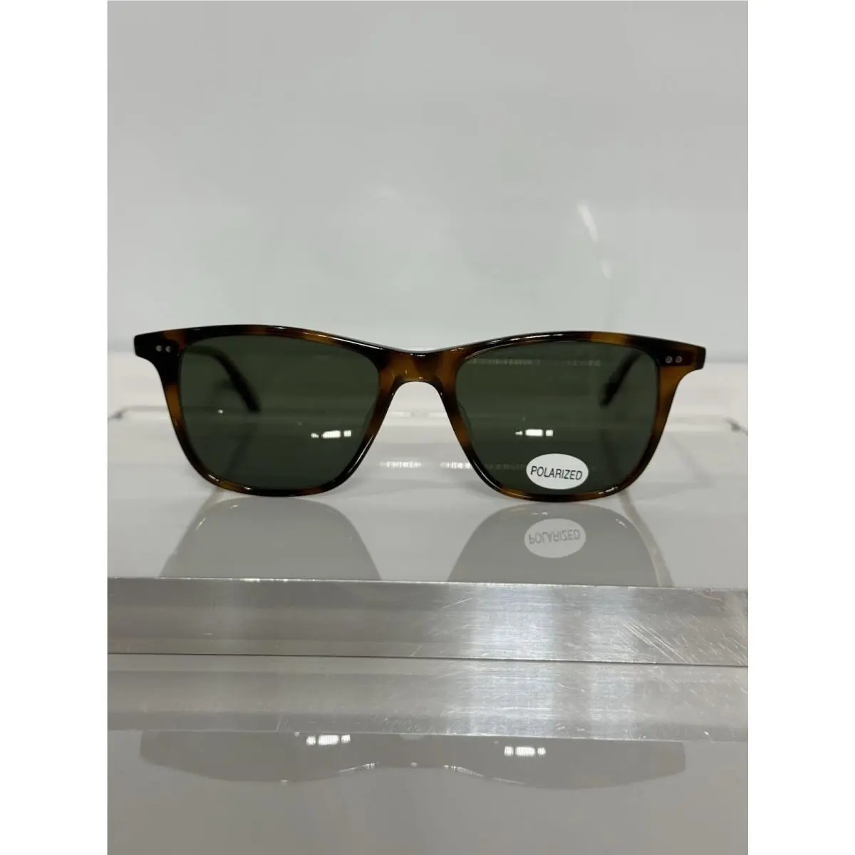 Garrett Leight Hayes Tortoise Acetate Custom Polarized G15 Green Sunglasses