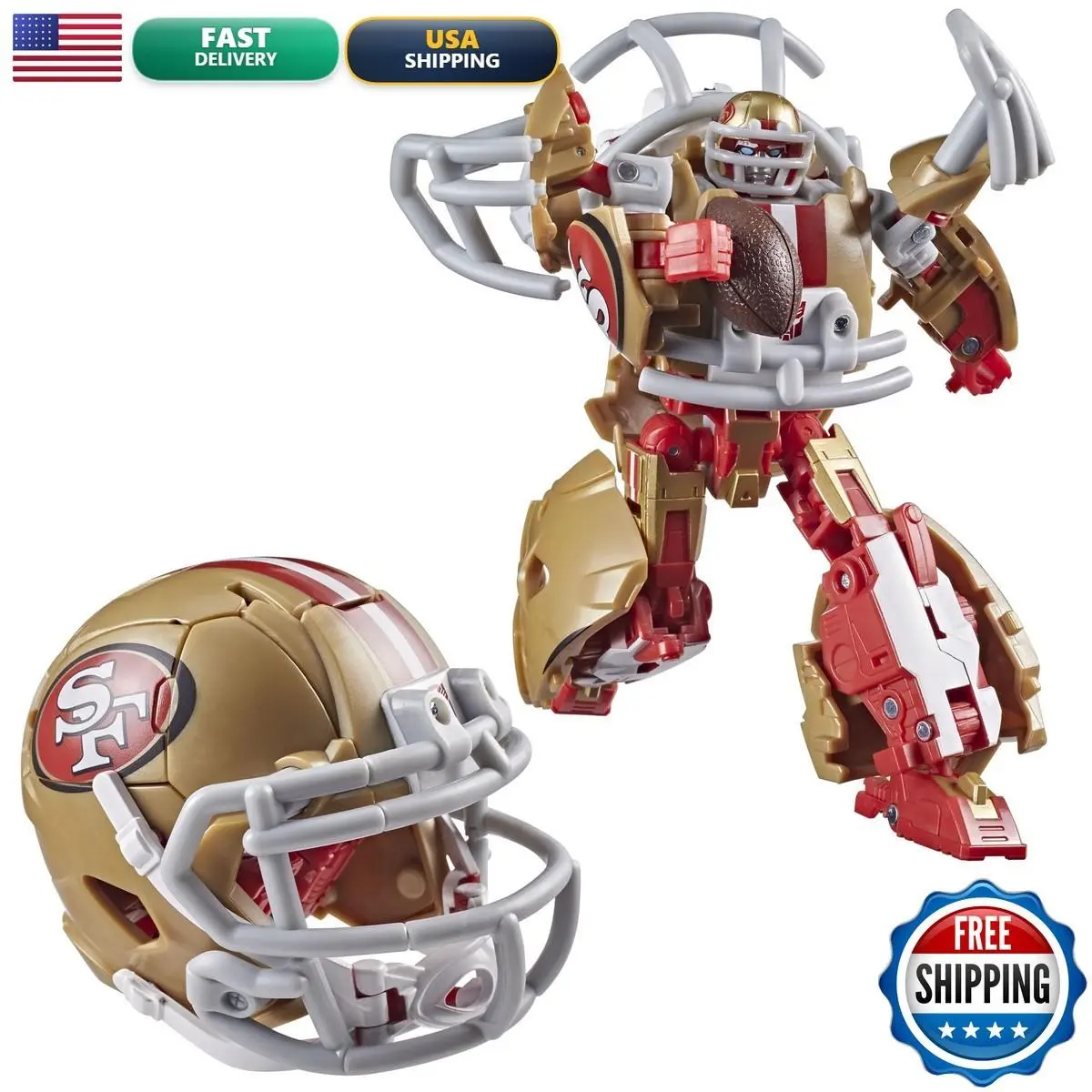 Transformers Nfl San Francisco 49Ers Goldrush 5.5-Inch Robot Action Figure