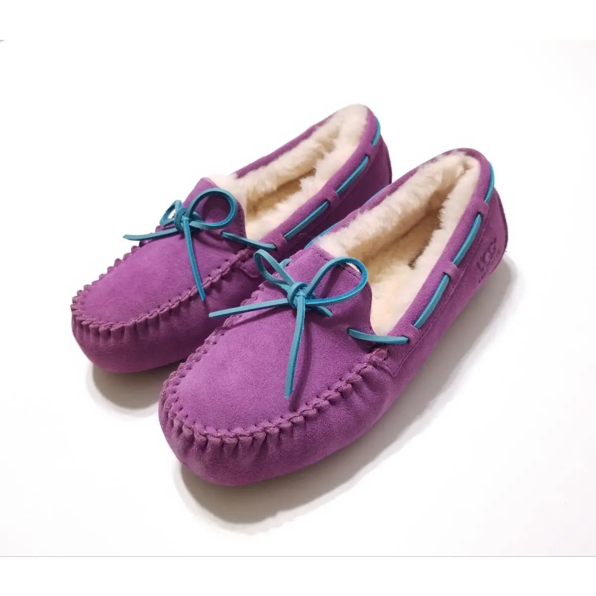 Ugg Kids Dakota Suede Sheepskin Moccasin Slipper in Electric Violet US 5 by UGG