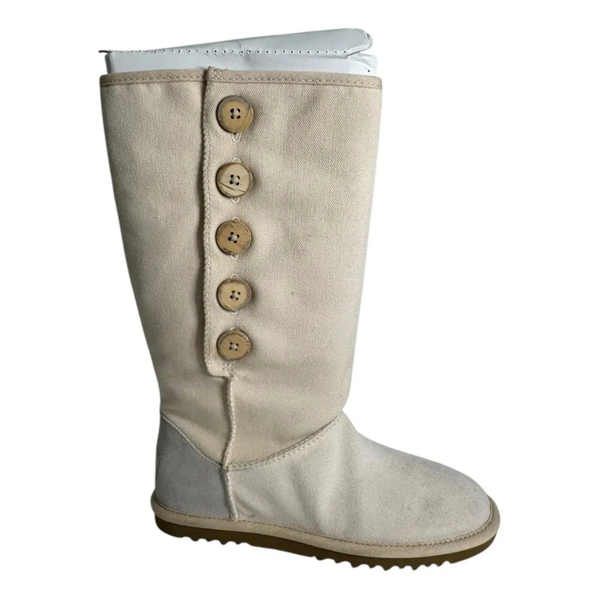 Uggs Lo Pro Canvas Beige Boots Womens Size 5W