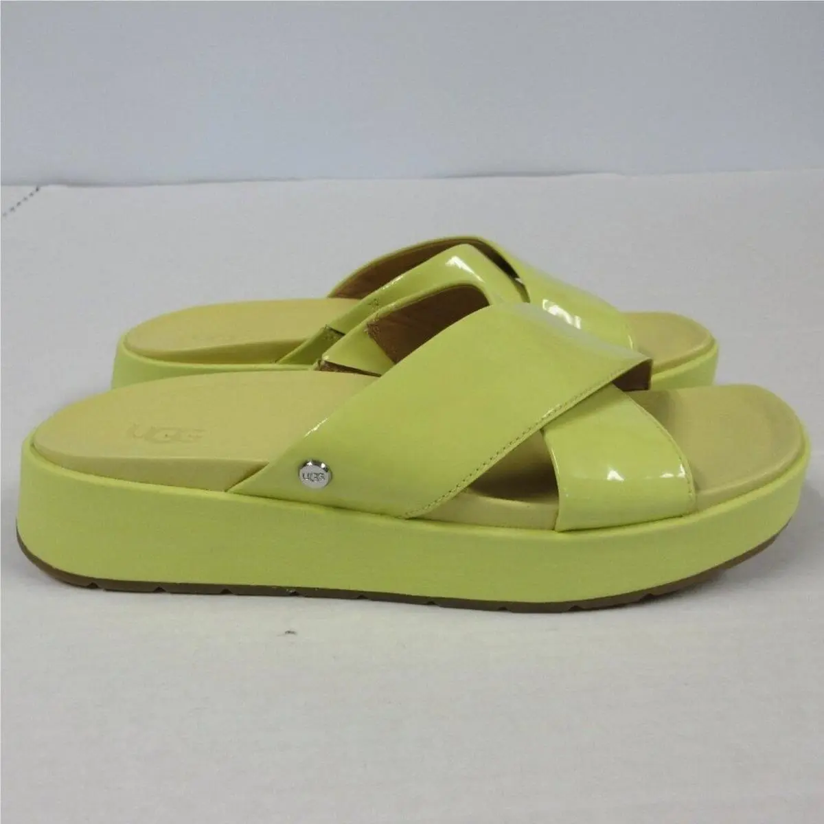 Ugg Emily Patent Leather Slide Sandals Size 6 Margarita Yellow Shoes1107896 by UGG
