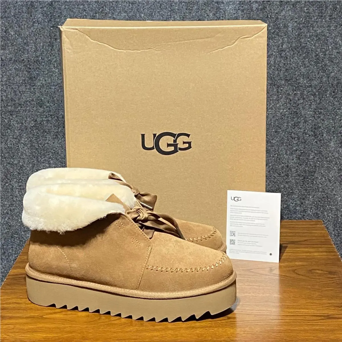Ugg Kallen Platform Chestnut Suede Sheepskin Ankle Boots 1174570 Women`s 10 by UGG
