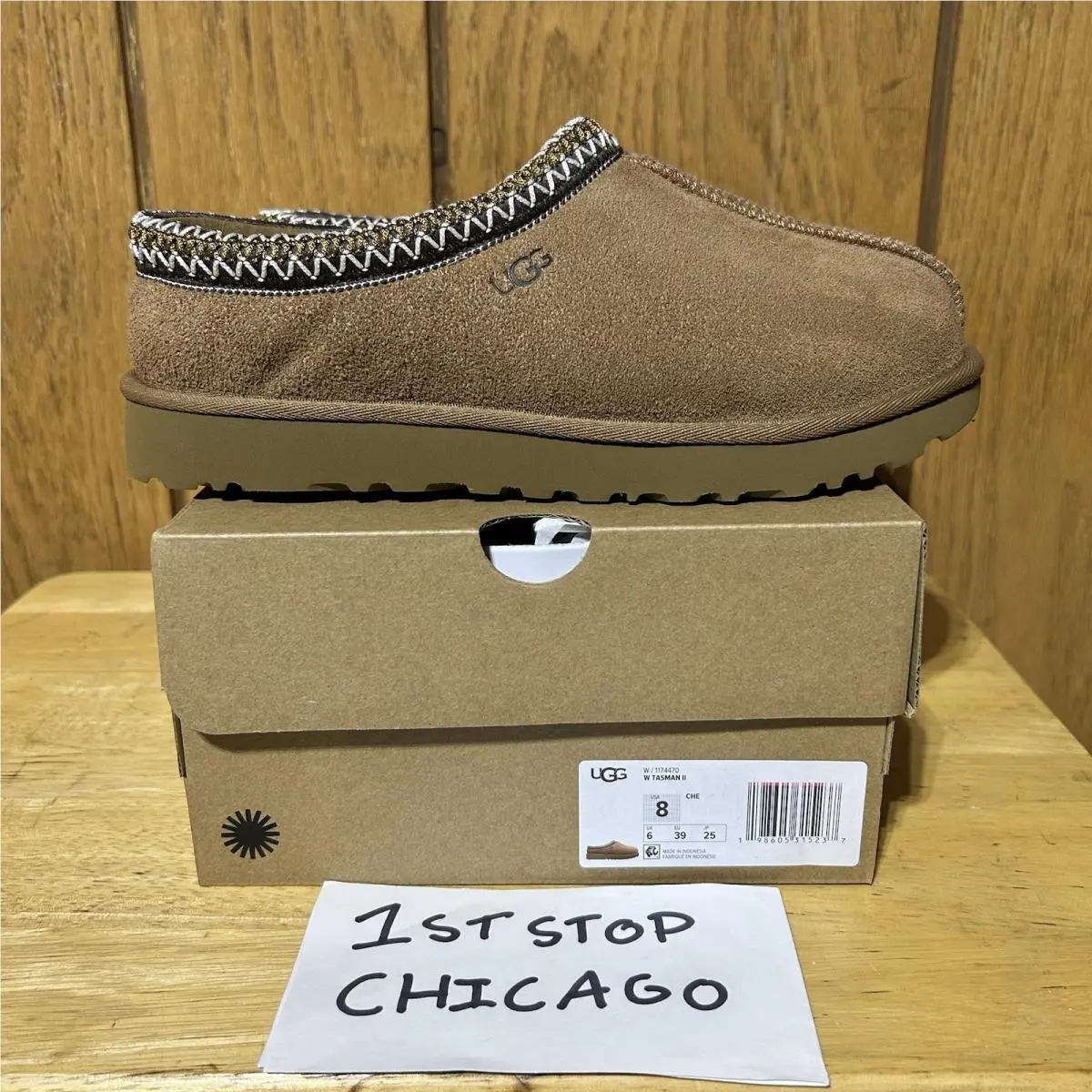 Ugg Tasman II Slippers Chestnut Shoes Sandals Wool Suede Womens Size 8 Che