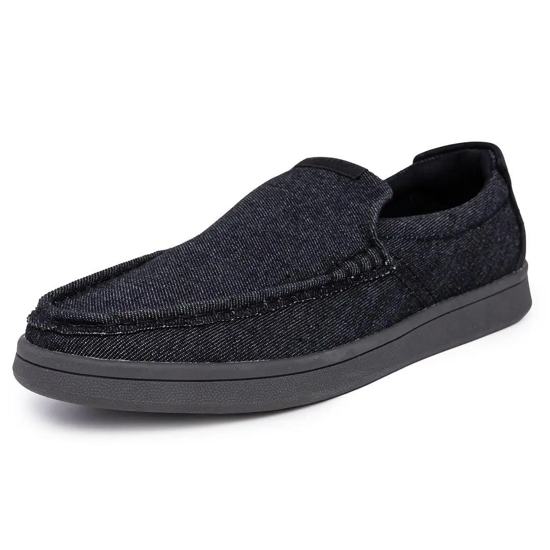 Men`s Slip-on Loafers Casual Moc Toe Sneakers Boat Shoes Slipper black denim by Nautica