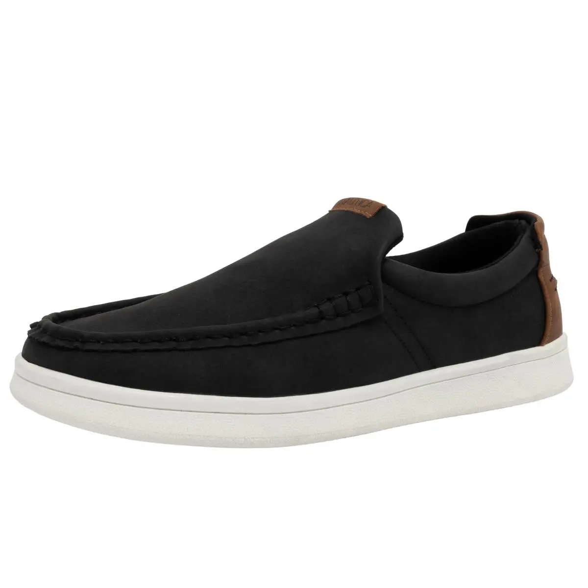 Men`s Slip-on Loafers Casual Moc Toe Sneakers Boat Shoes Slipper black smooth by Nautica