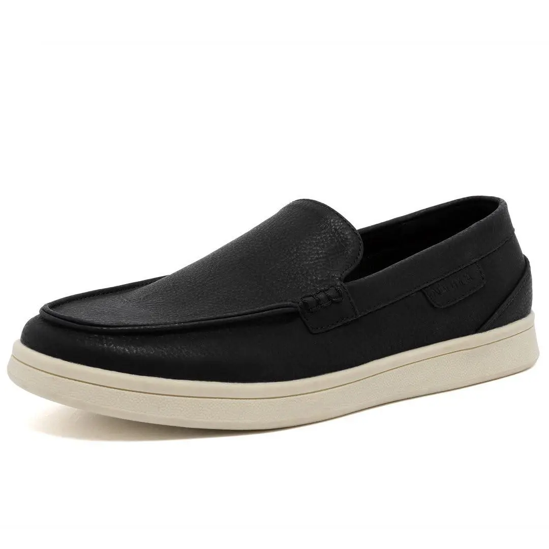 Men`s Slip-on Loafers Casual Moc Toe Sneakers Boat Shoes Slipper black by Nautica