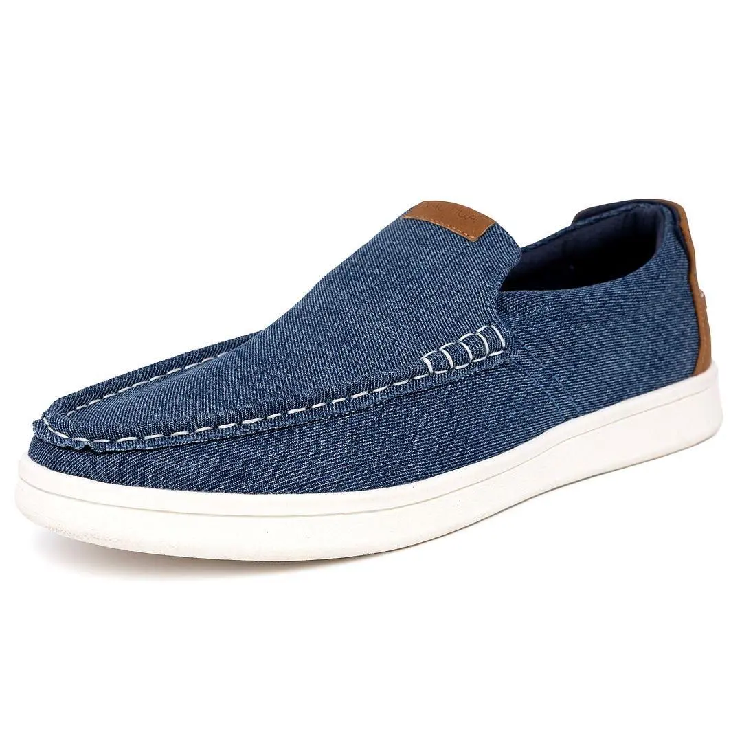 Men`s Slip-on Loafers Casual Moc Toe Sneakers Boat Shoes Slipper blue denim by Nautica