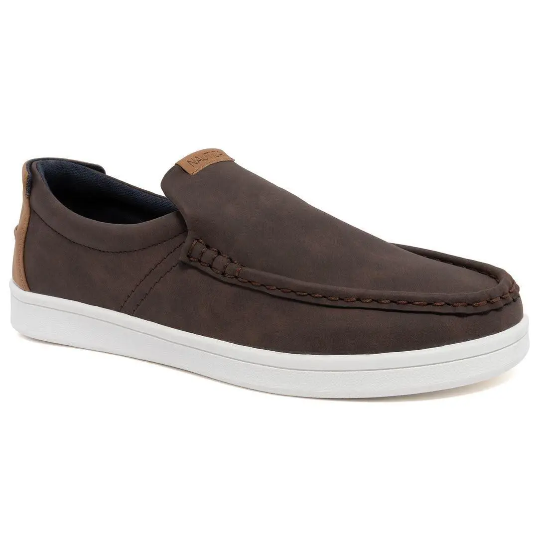 Men`s Slip-on Loafers Casual Moc Toe Sneakers Boat Shoes Slipper brown brown by Nautica