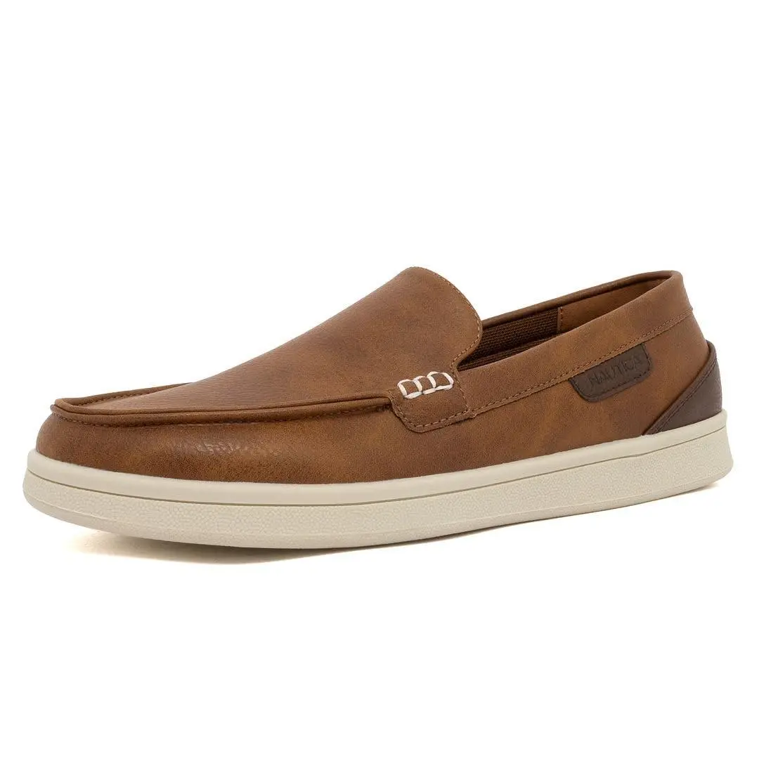 Men`s Slip-on Loafers Casual Moc Toe Sneakers Boat Shoes Slipper brown by Nautica