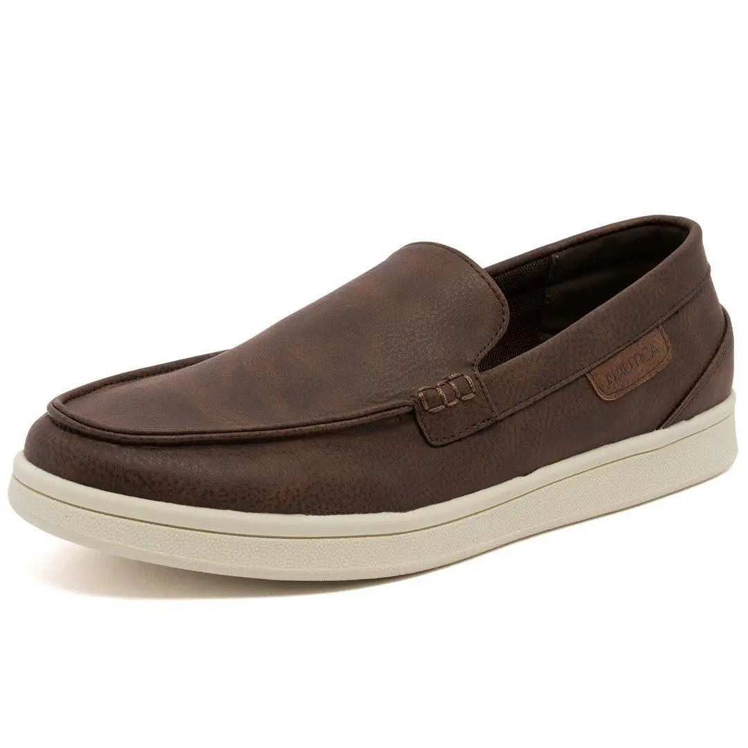 Men`s Slip-on Loafers Casual Moc Toe Sneakers Boat Shoes Slipper chocolate by Nautica