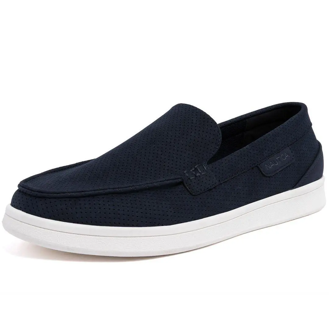 Men`s Slip-on Loafers Casual Moc Toe Sneakers Boat Shoes Slipper navy perforated by Nautica