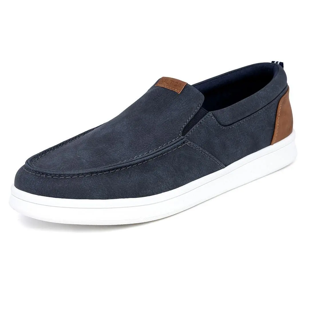 Men`s Slip-on Loafers Casual Moc Toe Sneakers Boat Shoes Slipper navy smooth patro by Nautica