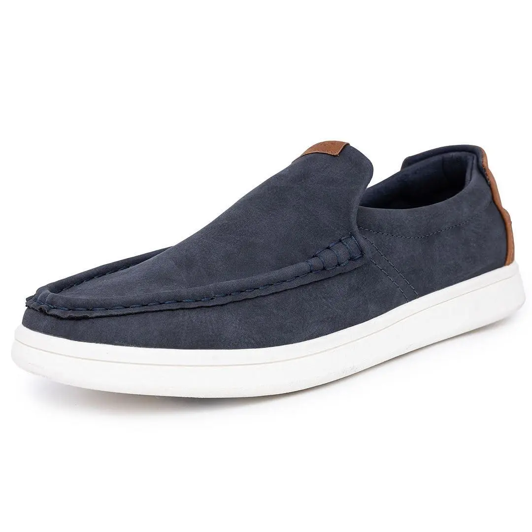 Men`s Slip-on Loafers Casual Moc Toe Sneakers Boat Shoes Slipper navy smooth by Nautica