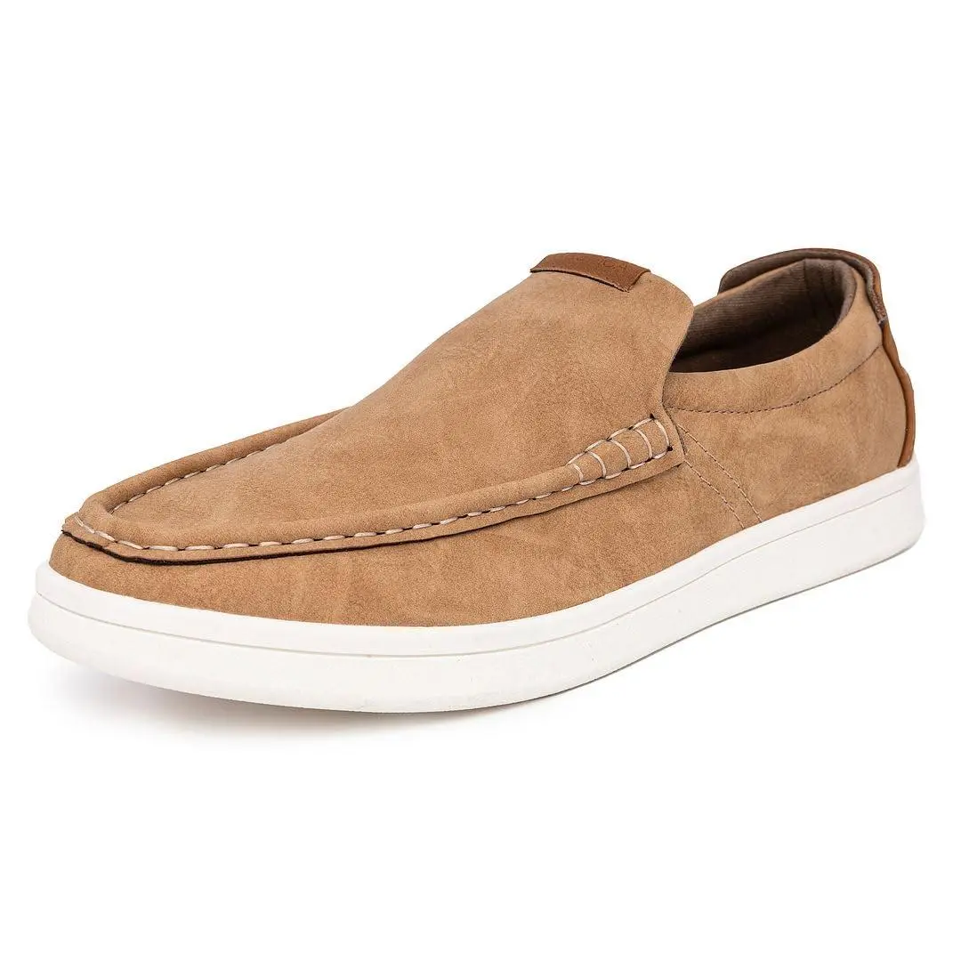 Men`s Slip-on Loafers Casual Moc Toe Sneakers Boat Shoes Slipper tan smooth by Nautica
